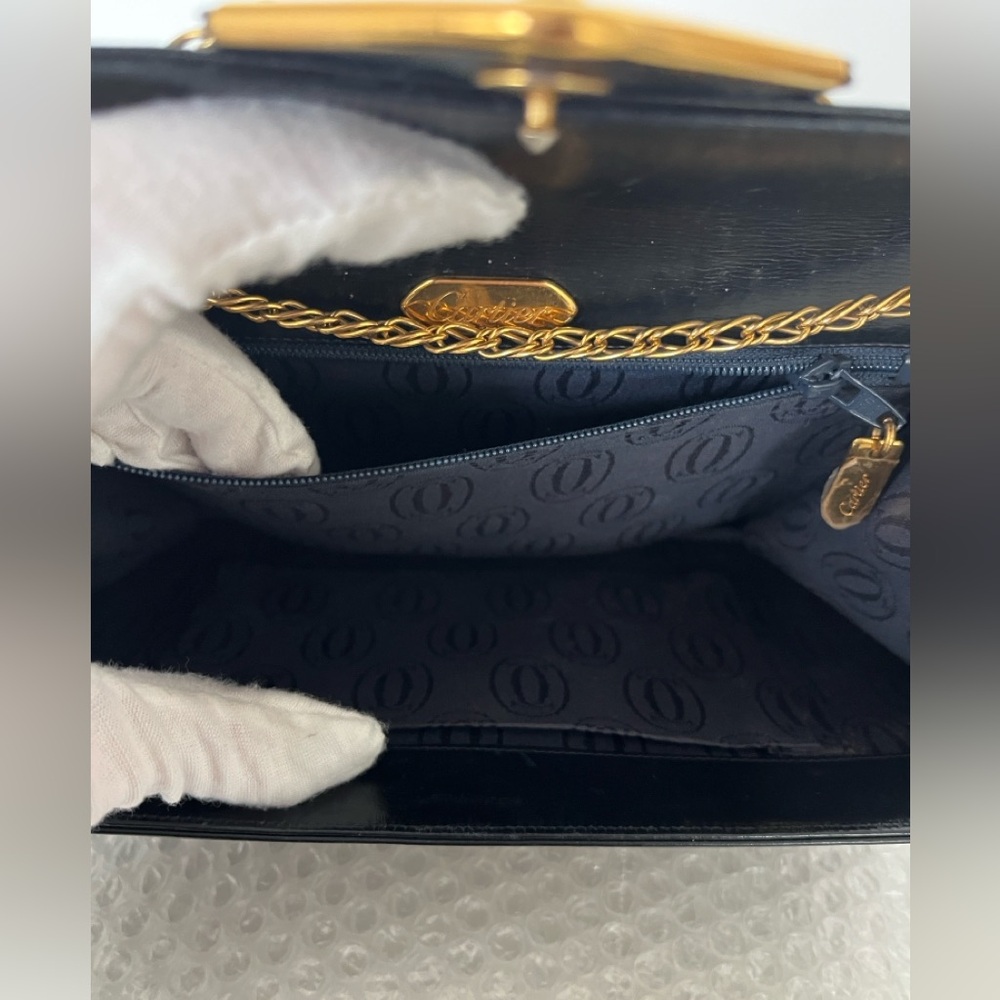 Cartier Inky Blue Leather Flap Bag Purse / Clutch - Picture 8 of 16